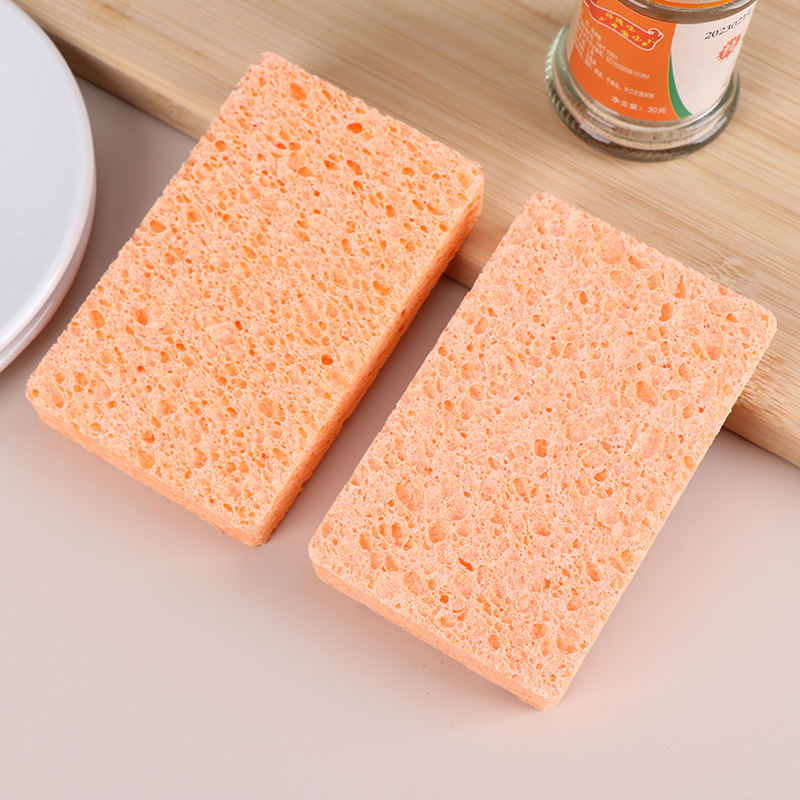 Natural Wood Pulp Dishwashing Cotton Absorbent Wood Pulp Sponge Scouring Pad Cleaning Sponge Stain Remover Dishwashing Cotton: XL / Orange