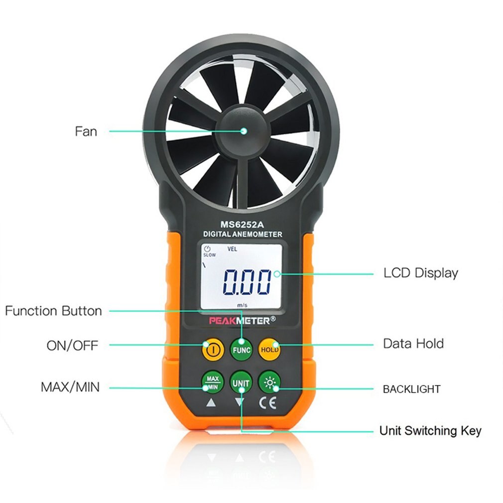 PM6252A,Anemometer, Windsnelheid Meter,Air Volume Meter,Air Volume Meten Meter Plastic Maximale, minimum 1 1Set