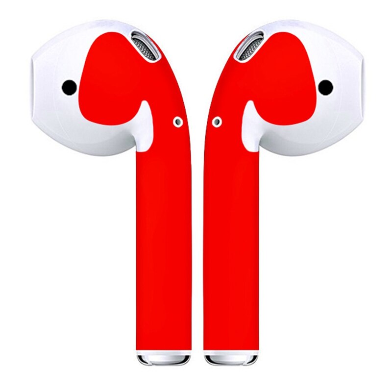 1 pair Multi-colored Autoadesivo Della Pelle di Protezione Senza Fili di Bluetooth del Trasduttore Auricolare Protettiva Avvolge Film Auricolare Paster per Airpods: Red