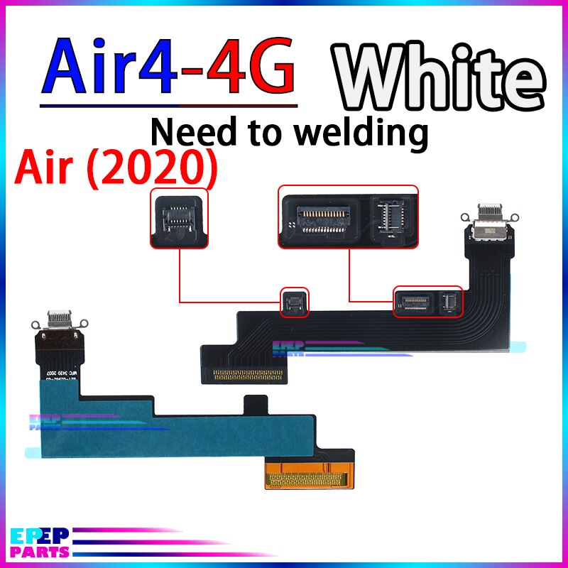 Usb dock-stik ladeport kabel til ipad air 2 3 4 air 3 air 4 3rd 4th generation oplader flex board modul: Luft 4 luft 2020 4g w