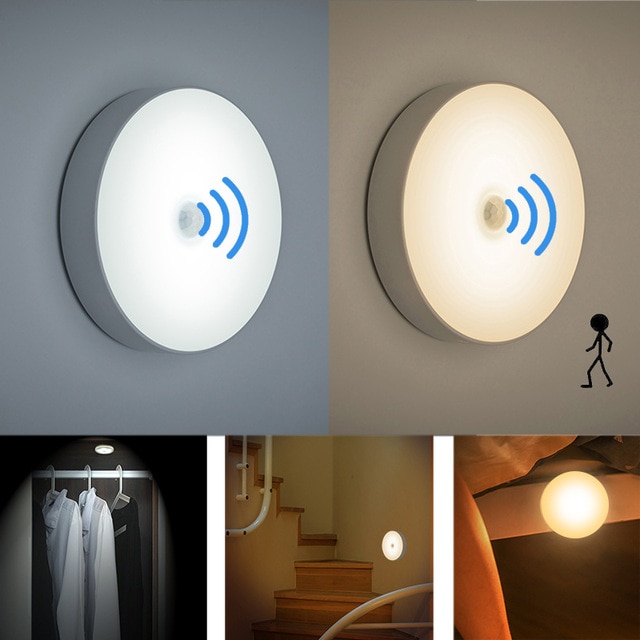 6 leds trådløs nattelys bevægelsessensor automatisk tænd/sluk for soveværelse trapper skab garderobe usb genopladeligt led væglampe