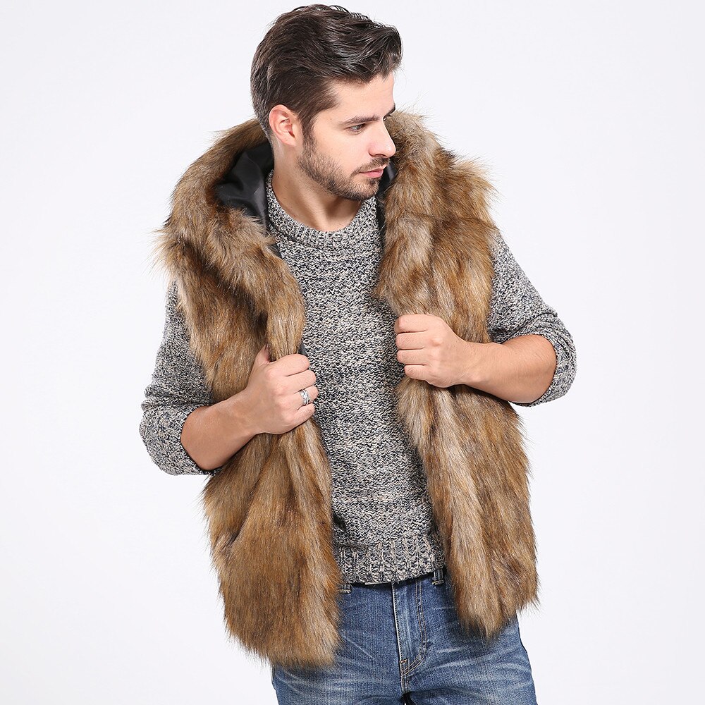 Men Faux Fur Vest Male Jacket Warm Winter Sleeveless Coat Luxury Faux Fur Waistcoat Gilet Overcoat Chaquetas Hombre #10