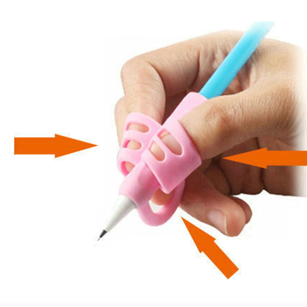 3pcs/set Writing Kindergarten Children Beginners Corrective Grip Silicone Pen Writing Help Fixture Correct Finger Position