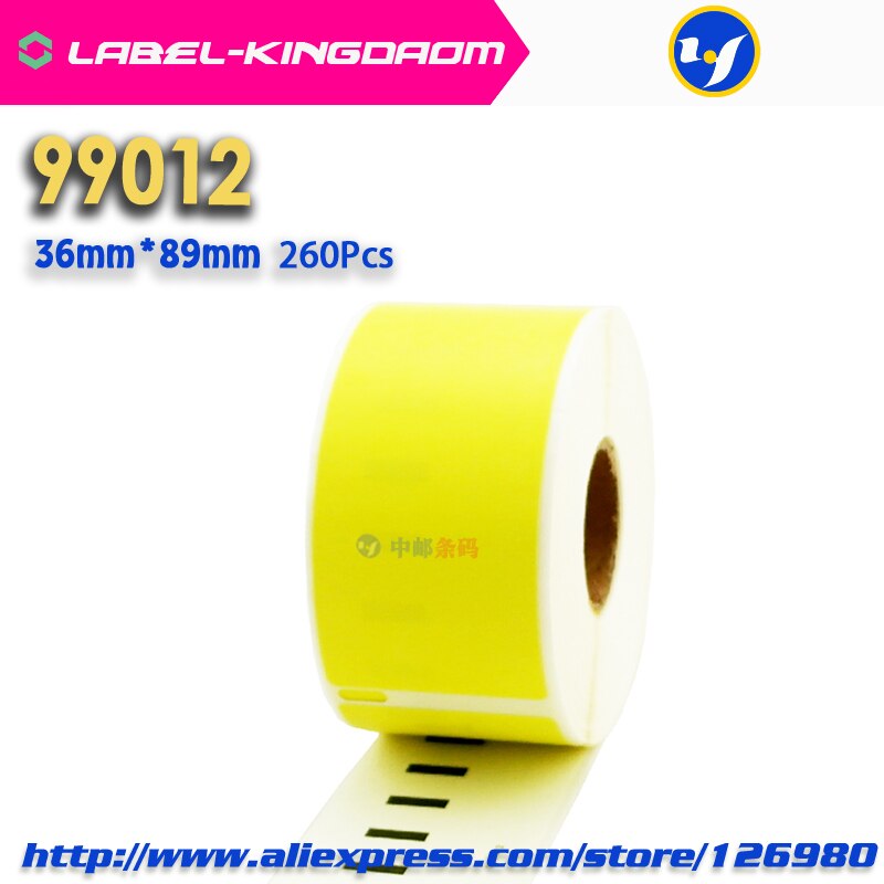9 Rolls Yellow Color Generic Dymo 99012 Label 36mm*89mm 260Pcs Compatible for LabelWriter400 450 450Turbo Printer