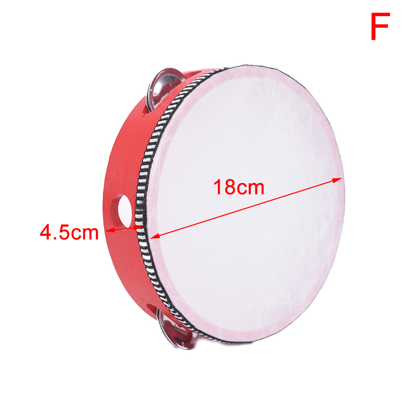 Pandereta de mano de 15/18/20CM, campana de tambor, cascabeles de Metal de abedul, instrumento educativo Musical de percusión para juegos de KTV para niños: Rosa
