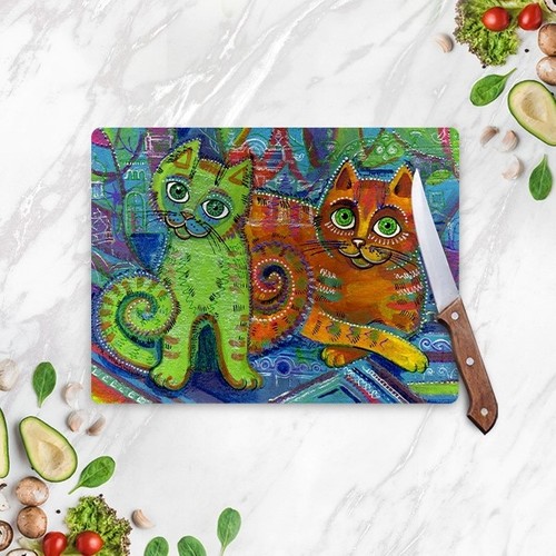 Verre planche à découper chat thème verre Table de découpe spécial cuisine antibactérien verre coupe et présentation Bloku 20x30 cm