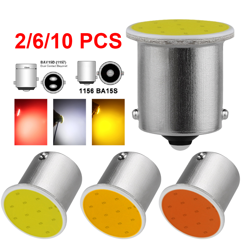 2/6/10 pz Lampadine portato per auto pannocchia P21W 1156 BA15S Indicatore di direzione Baia15D 1157 Freno di stazionamento inverso Lampade di arresto 12V 7000K Bianco Rosso