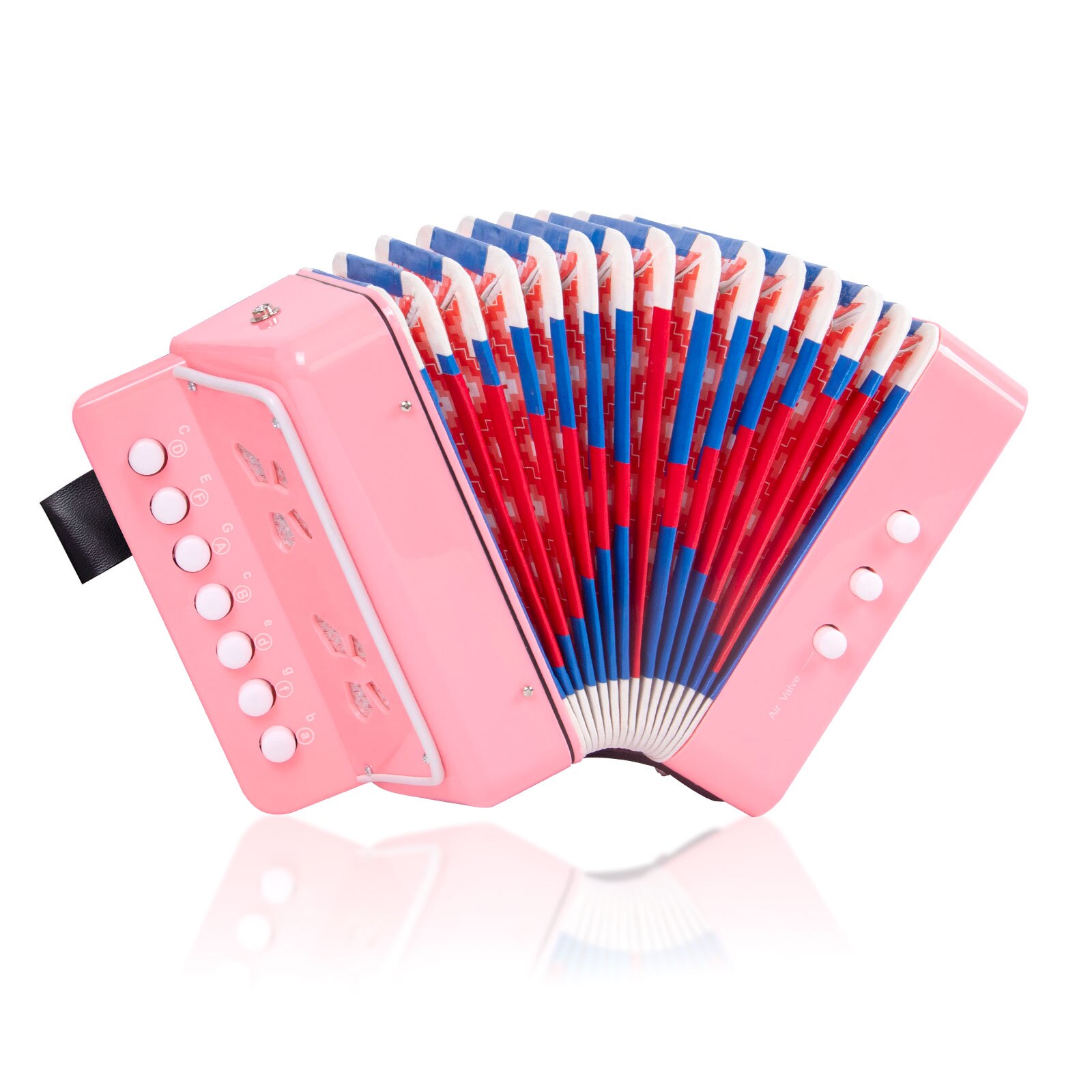 Kids Accordeon Mini Speelgoed Muziekinstrumenten 7 Toetsen Knop Roze Roos Rood Wit Voor Kind Kinderen Peuters Beginners: Roze