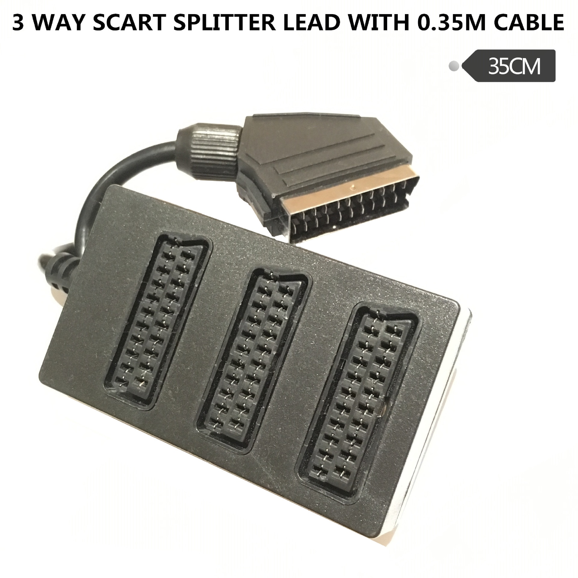 Electrovision 3-way Scart Splitter, Black 0.35m