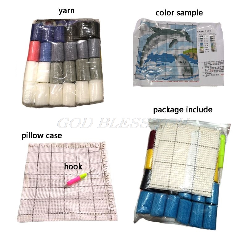 Animal Series Latch Hook Rug Kits Dogs 3D Segment Embroidery Pillow Wool Cross Stitch Carpet Embroidery DIY Latch Hook Pillow