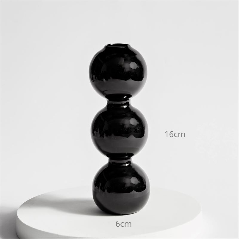 Vase à bulles en verre coloré , Arrangement de fleurs, ornements de Table hydroponique, décoration de maison: Short Black