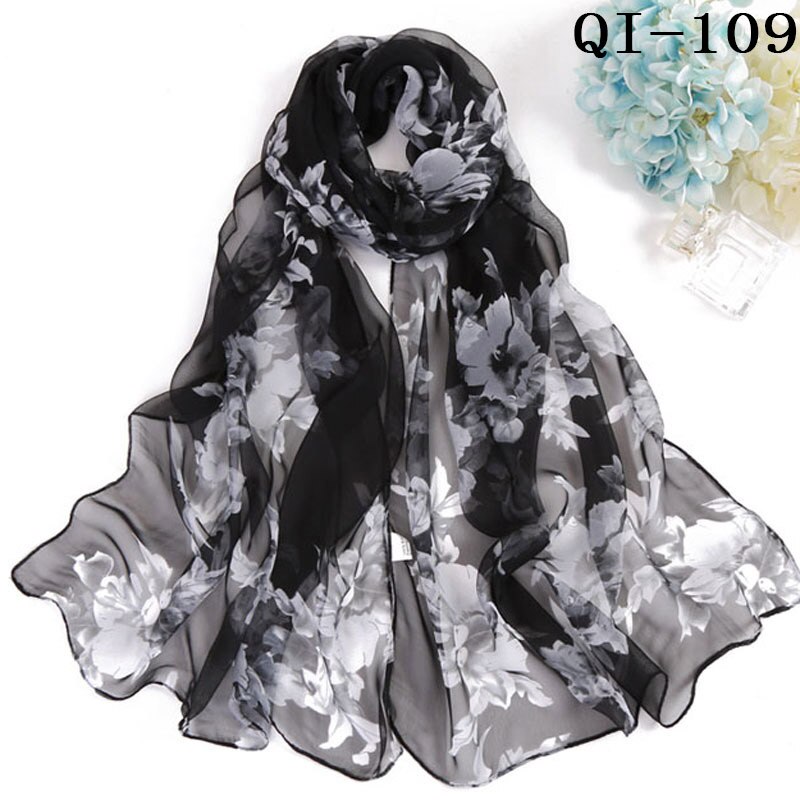 Multiple Colour Lotus leaf Flower Chiffon Georgette Bandana Scarf Women Foulard Long Shawl Summer Hijab 50*160CM