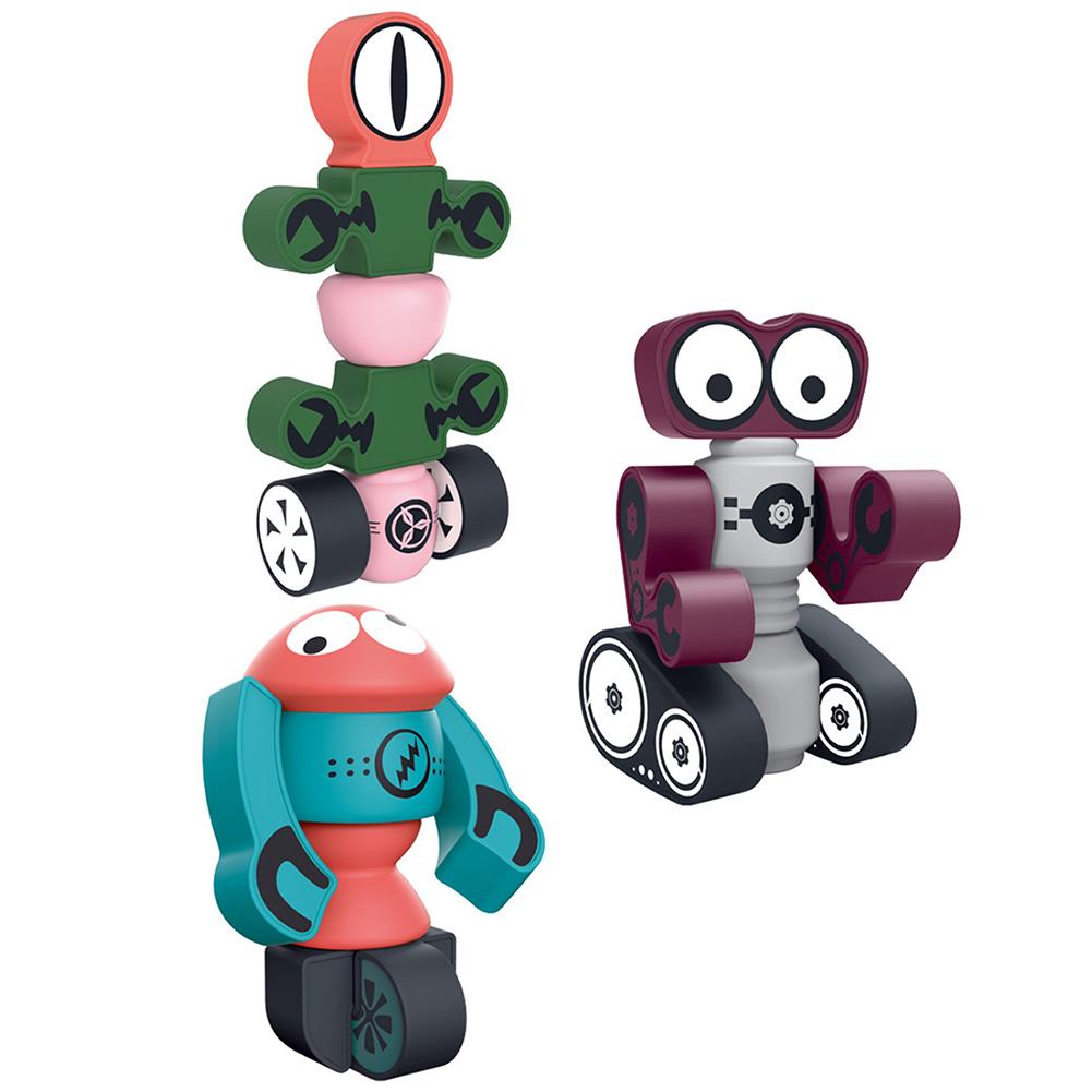 Magnetiske robotter børn magnetiske blokke sæt stabling robotter legetøj pædagogisk legesæt til drenge piger