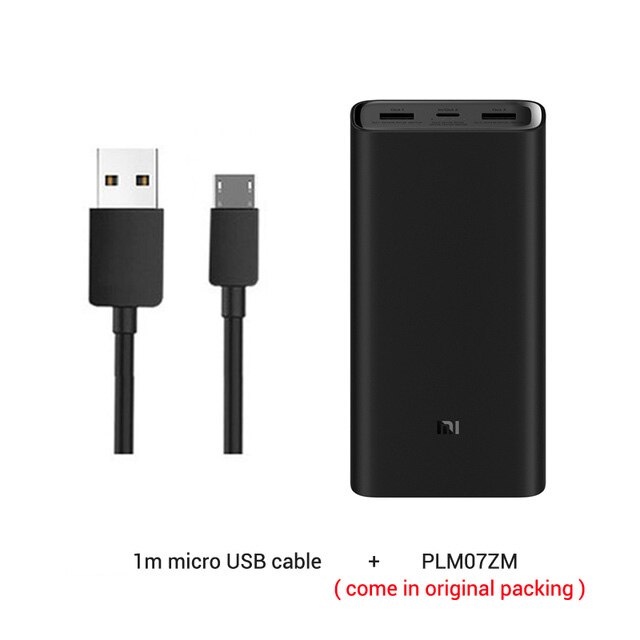 Xiaomi Power Bank 3 20000mAh Mi Powerbank USB-C 45W Portable Charger Dual USB Powerbank for Laptop Smart phone: Add Micro USB