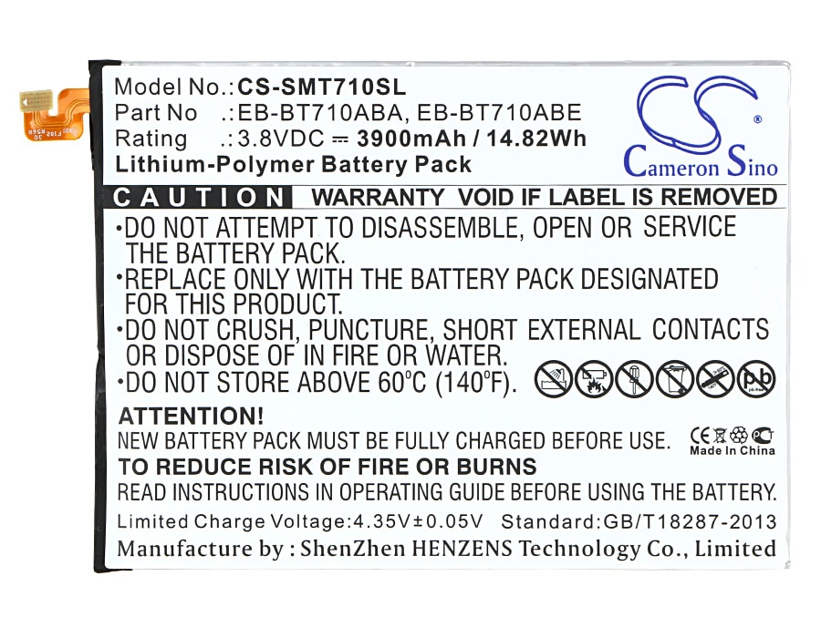 Cameron Sino 3900mAh Battery EB-BT710ABA for Samsung SM-T710, SM-T713, SM-T715, SM-T715C, SM-T715N0,SM-T715Y, T719, T719C, T719Y