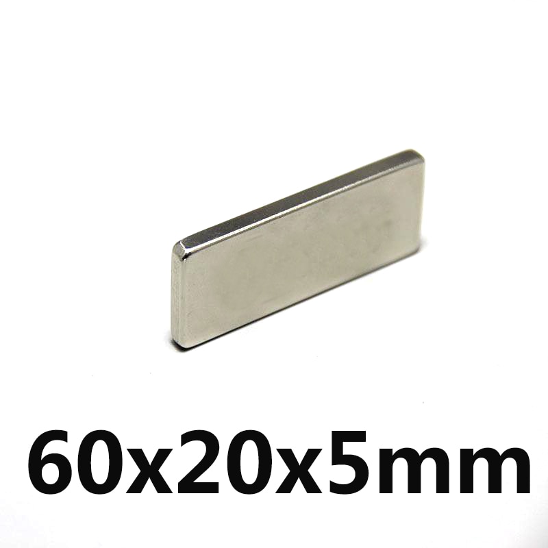1pcs magneet 60x20x5mm Sterke Rare Earth Blok vierkante Neodymium 60mm x 20mm x 5mm Permanente magneten 60x20x5mm