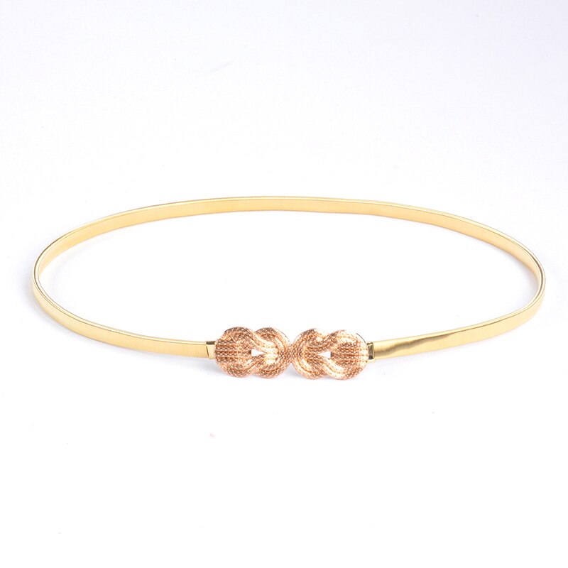 Ceinture avec boucle métallique élastique pour femmes, tenue avec chaîne or/argent, feuilles de fleurs: style 3 leaf gold