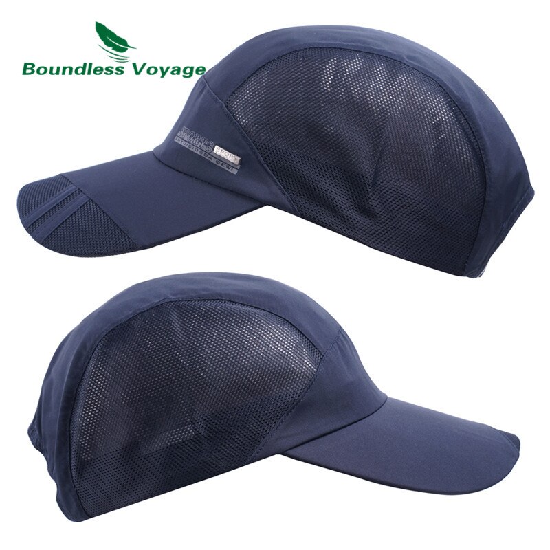 Grenzeloze Voyage Sneldrogende Sport Hoed Lichtgewicht Ademend Zacht Outdoor Run Cap Waterdichte Hoofddeksels BVH06: darkblue