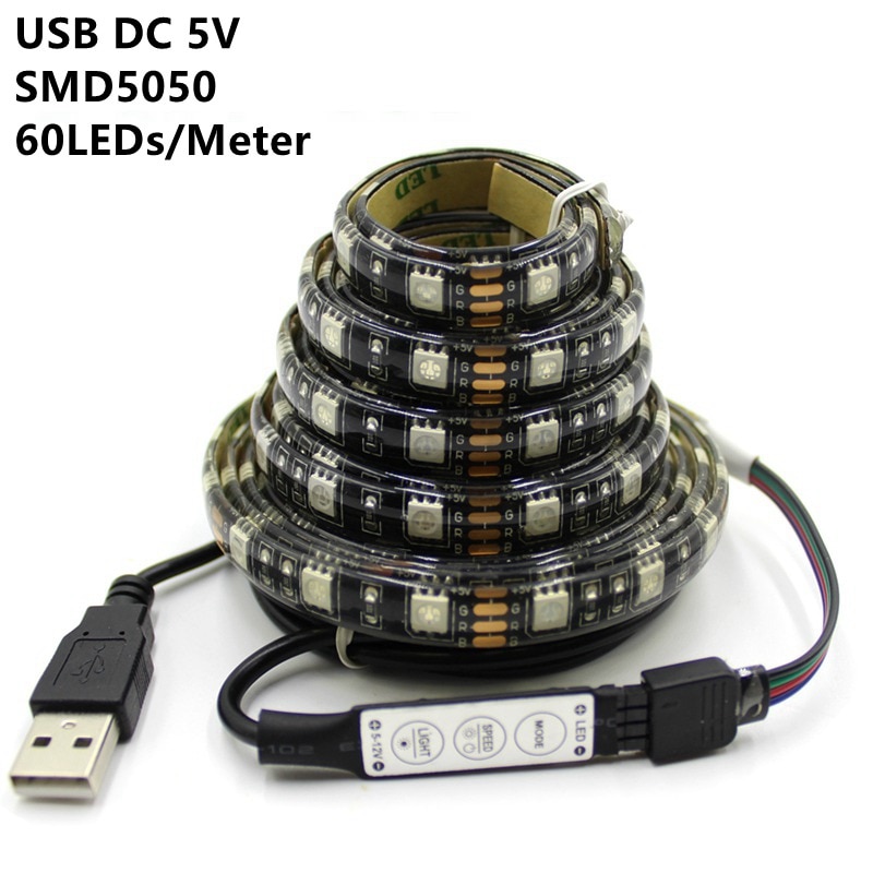 USB LED Strip 5V SMD5050 RGB Verwisselbare LED TV Achtergrond Verlichting 50CM 1M 2M 3M 4M 5M DIY Flexibele LED Licht