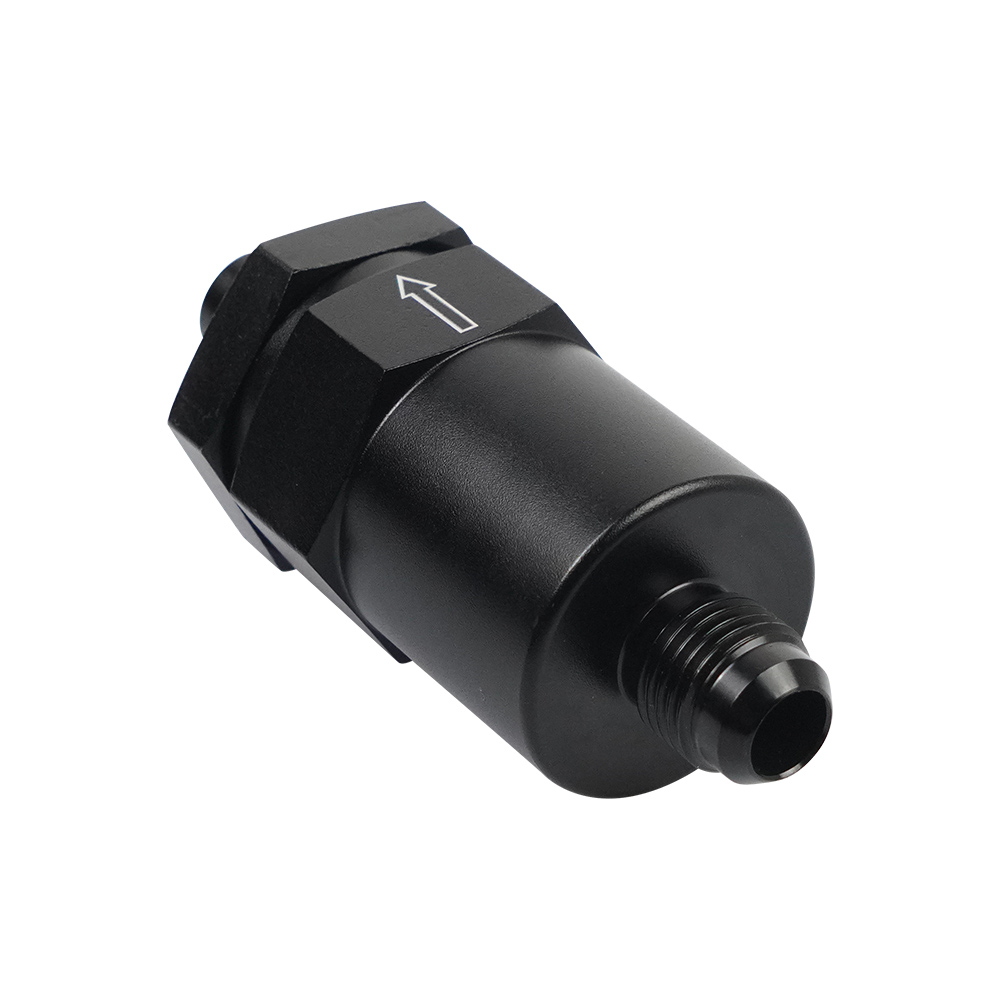 6AN Black Billet Inline Fuel Filter 30 Micron Aluminum FF-1065A-BK