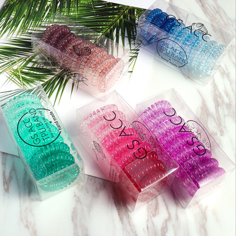 9 stks/doos Vrouwen Telefoon Ring Haarbanden Candy Gradiënt Kleur meisje Rubber Band Lady's Hair Tie Haaraccessoires