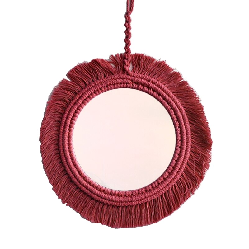 Tapiz de espejo de macramé tejido a mano, espejos, decoración artística de pared, adorno colgante de algodón para decoración del hogar, dormitorio y sala de estar