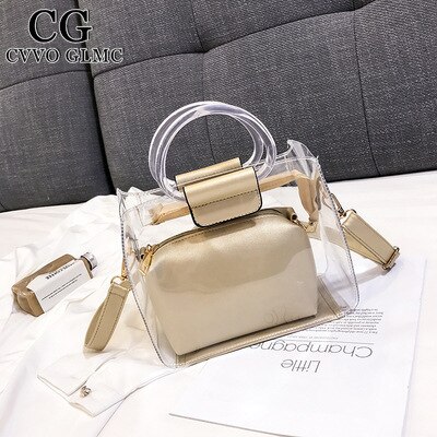 Cvvo Glmc Luxe Handtas 2Pc Jelly Transparante Schouder Tas Vrouwen Draagbare Crossobdy Tassen