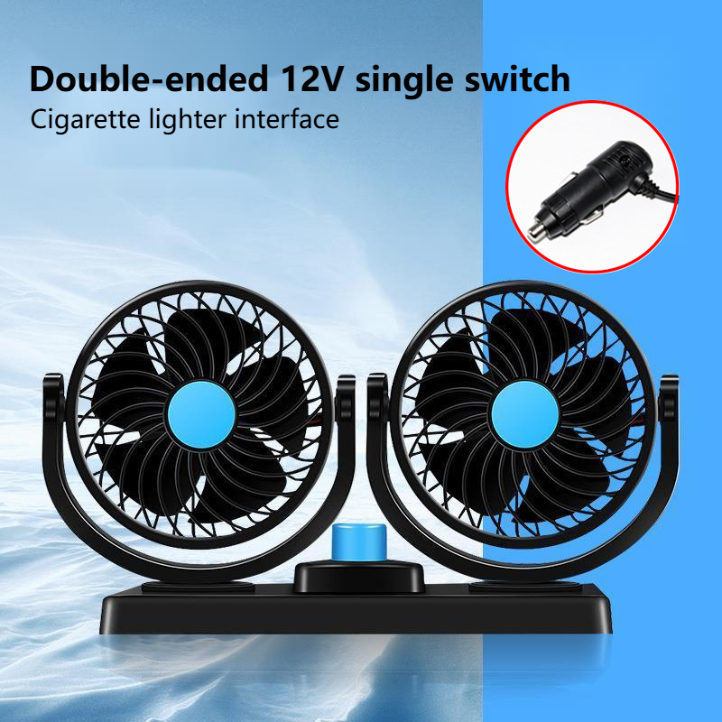 Car Mounted Fan 24V, Large Truck 12V, Sedan Universal Dual Head USB, Van Interior Cooling, Large Wind Power Electric Fan: Red