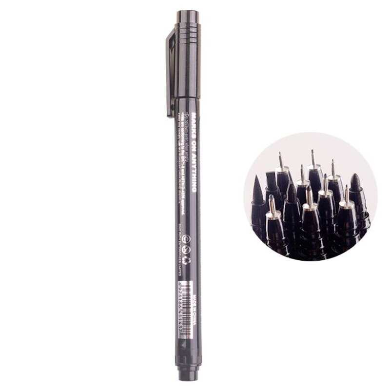 12pcs Different sizes Black Fineliner Waterproof Ink markers Pen for architect Sketching Drawing Brush pen art supplies