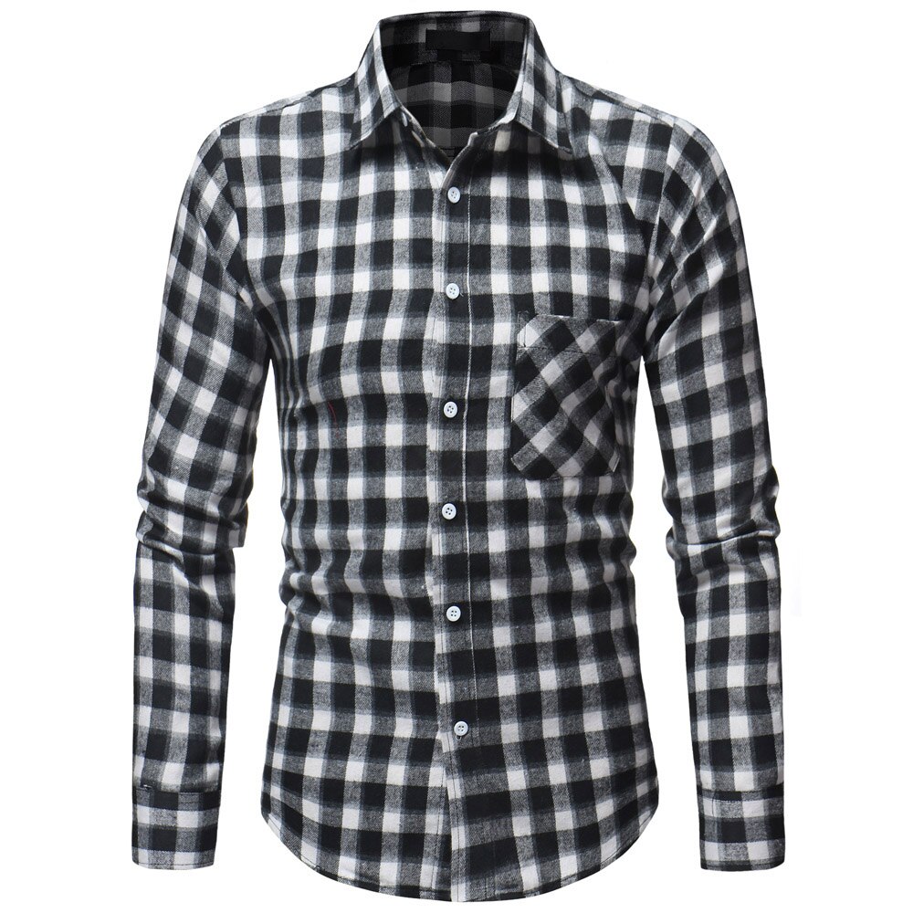 Plaid Shirt Autumn Winter Red Checkered Shirt Men Shirts Long Sleeve Chemise Homme Cotton Male Check Shirts