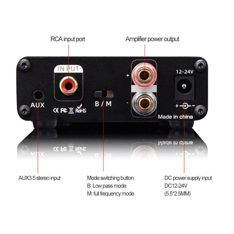 Mono Power Amplifier Subwoofer Power Amplifier 2.0 Channel to 2.1 For Home Theater (24V Power Supply)