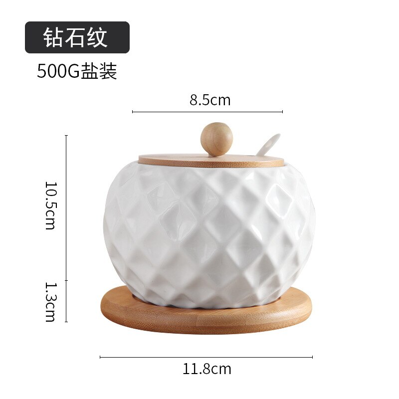 Keramische Specerij Opslag Jar Creatieve Keramische Keuken Kruiden Tank Set Olijfolie Fles Suiker Zout Shaker Kruidkruik: 1 white zuanshi