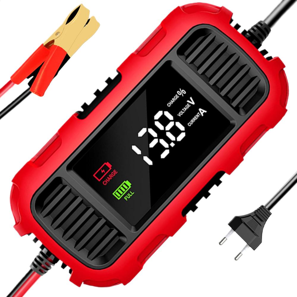 Motoracculader 12V Automotive motorfietslader Druppellader voor motorfiets Slimme auto-acculader met: WHITE