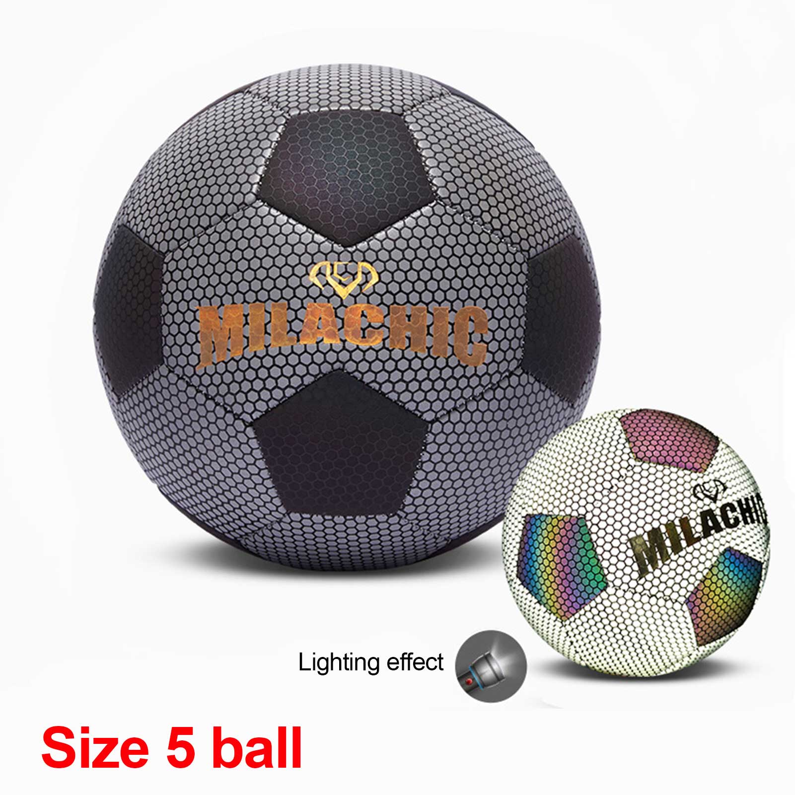 Lichtgevende Voetbal Voetbal Standaard Maat 4/5 Pu Voetbal Glow In The Dark Voetbal Fluorescerende Reflecterende Voetbal Fitness