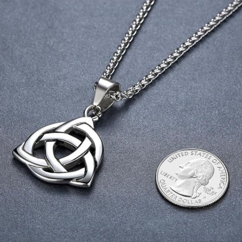 Retro Nordic Style Metal Celtic Knot Pendant Chain Necklace Men Classic Punk Amulet Jewelry