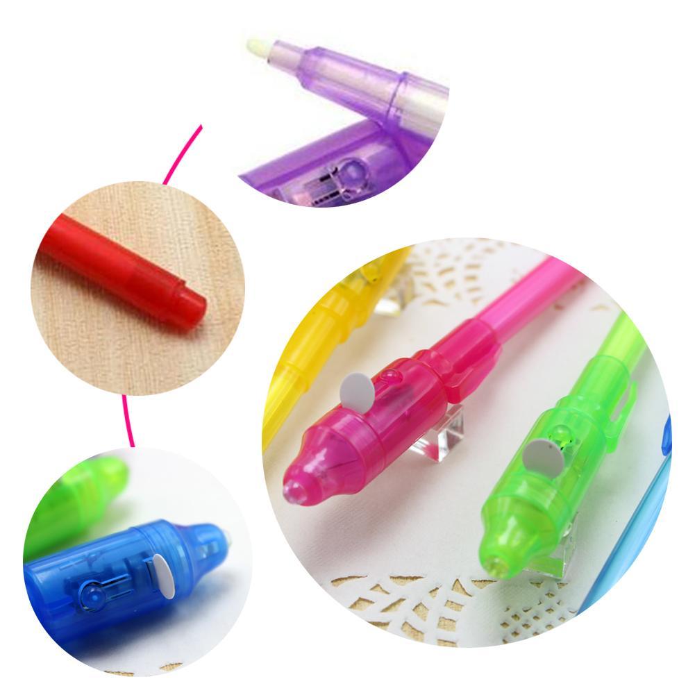 Children Kids Secret Message Invisible Ink LED Detector Lights Pens Ballpens Combo 2 in 1 Magic Invisible Ink Pen