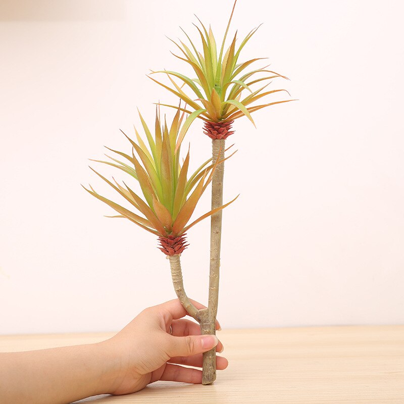 Simulation Big sword Leaf 2 Heads Real touch Artificial plant pastoral style Wedding decoration for home party: yellow
