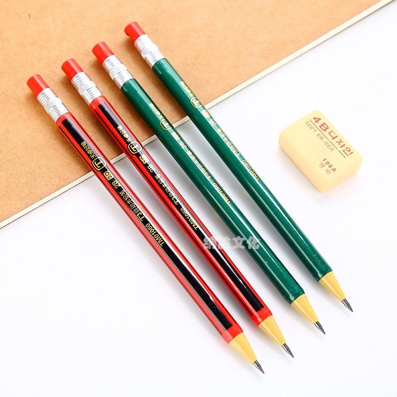 1 pcs Best 2.0 mm 2B Lead Holder Wooden Click type Mechanical Drafting Drawing Pencil with a sharpener
