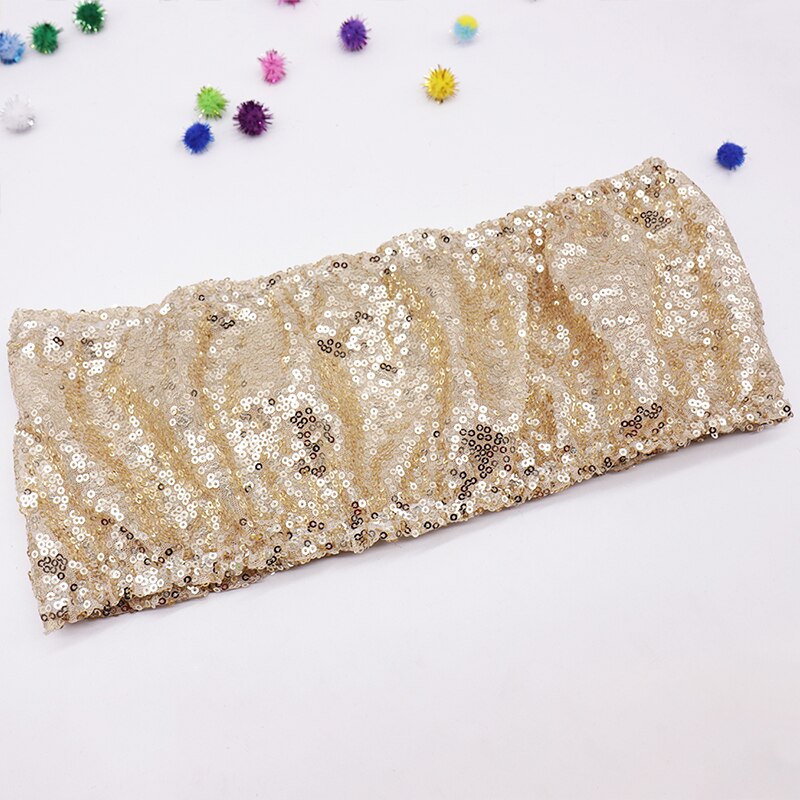 1pc pailletter stolebånd bryllup stol dekoration strakte stole butterfly bånd bælte slips hotel banket forsyninger: Champagne