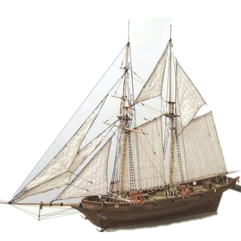 1/100 Schaal HALCON 1840 DIY Zeilboot Model Kit Speelgoed 400x150x300mm Handgemaakte Houten vergadering Zeilen Boten kinderen Speelgoed