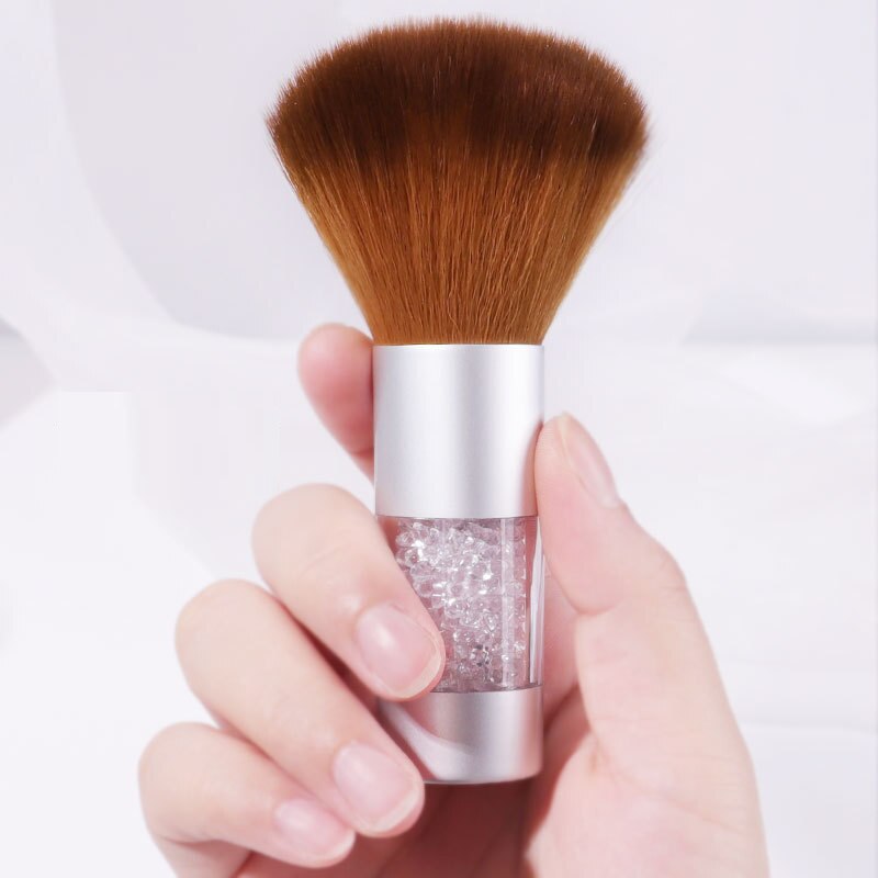Farverig akryl støv børste med diamant børste neglemaling gel støv rengøring børster makeup børste nail art manicure værktøj