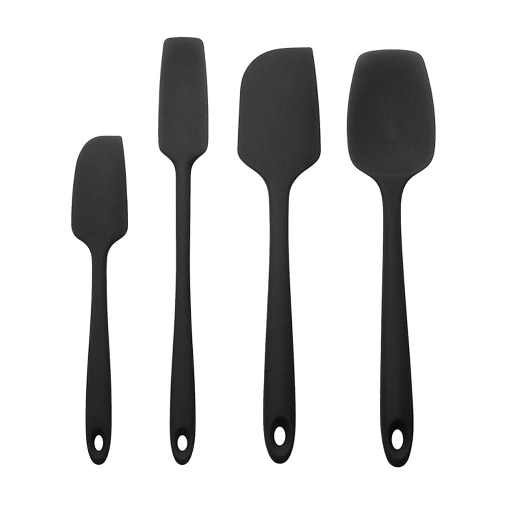 Juego de espátulas de silicona para el hogar, rascador fácil de limpiar, antiadherente, resistente al calor, mango largo, utensilios de cocina para colgar con agujero, 4 Uds.