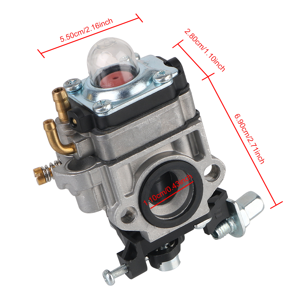 Carburador Carb para cortador de aparador, bicicleta de bolso 2 tempos, scooter, scooter, roçadeira, motosserra, 40cc, 43cc, 49cc, 11mm