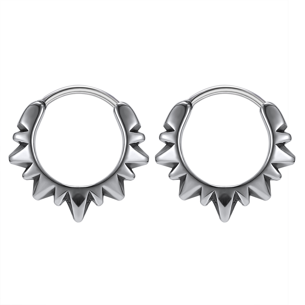 316L Stainless Steel Hoop Earrings Hip Hop Punk Rock Earrings for Men Women Retro Gothic Circle Round Earrings Skull: EH637SR-11