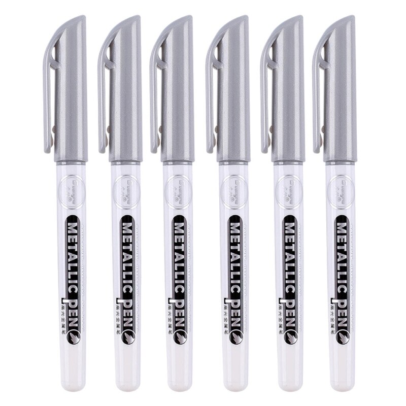 6Pc Gold Silber Epoxid Harz Zeichnung Stift Gold Blättert Punkt Stift Marker Acryl Farbe Höhepunkte metallisch dauerhaft Marker: S