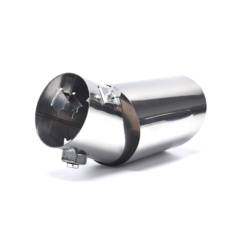 Universal Car Exhaust Muffler Tip Round Stainless Steel Car Tail Rear Chrome Round Exhaust Pipe Tail Muffler Tip Pipe Silver