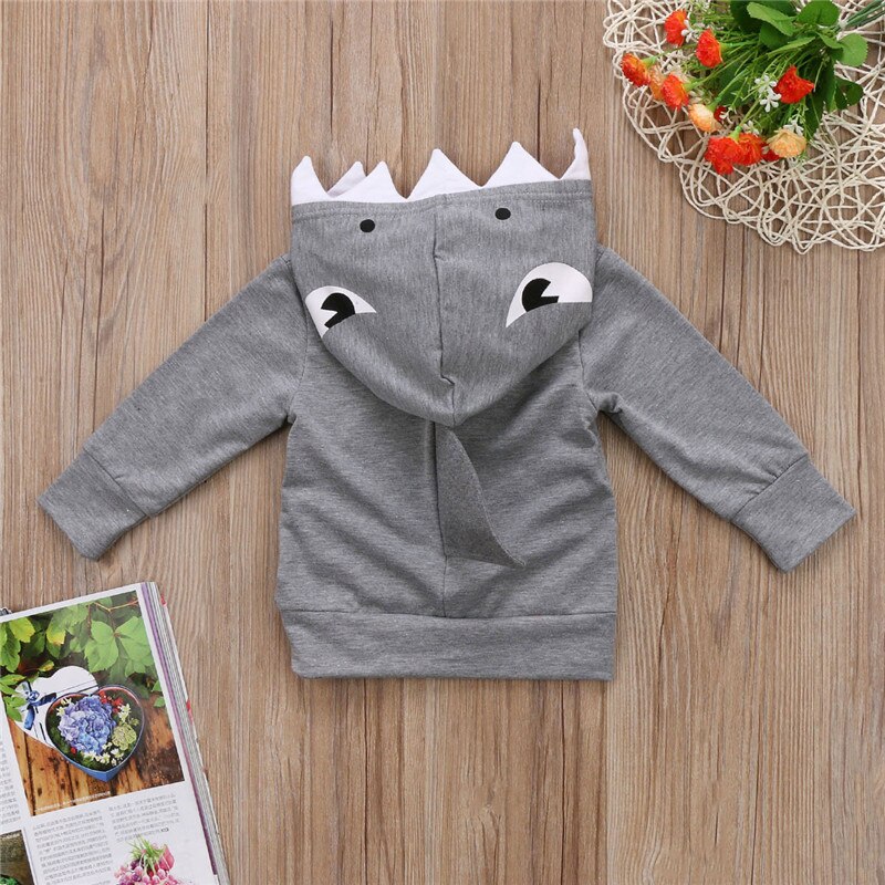 Casual Toddler Kids Baby Boys Clothing Long Sleeve Shark Hooded Tops Hoodie Pocket Jacket Coat Autumn Winter Outerwear 1-6T