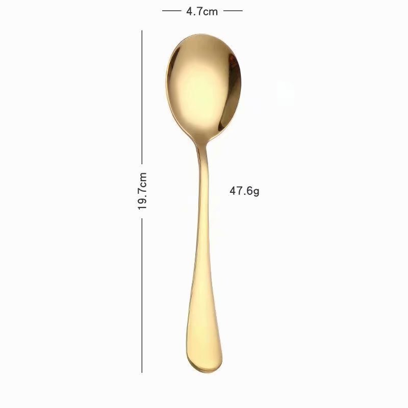 Spklifey Edelstahl Bunte Löffel Salat Löffel Griff Löffel Besteck Kaffee Trinken Werkzeug Küche: Gold Löffel