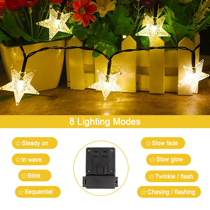 LED Star Solar Garden String Lights Outdoor Solar Powered Lamp Waterproof For Decoration Patio Yard Tree Christmas Wedding Party
