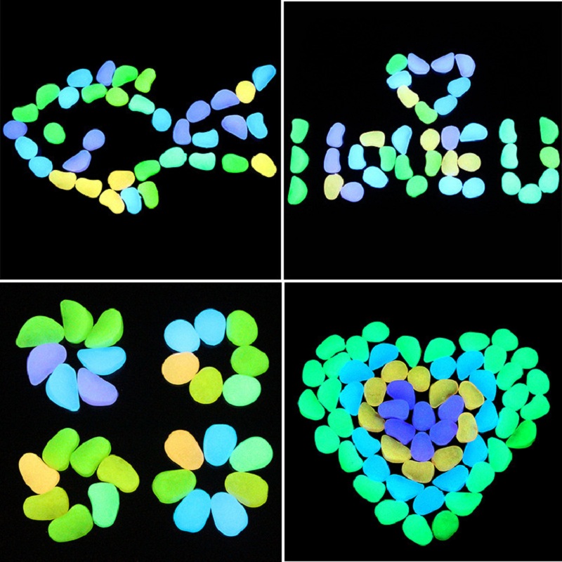 50PCS/lot Glow in the dark pebbles for garden decoration patio luminous stones for aquarium garden ornaments Fish Tank rock